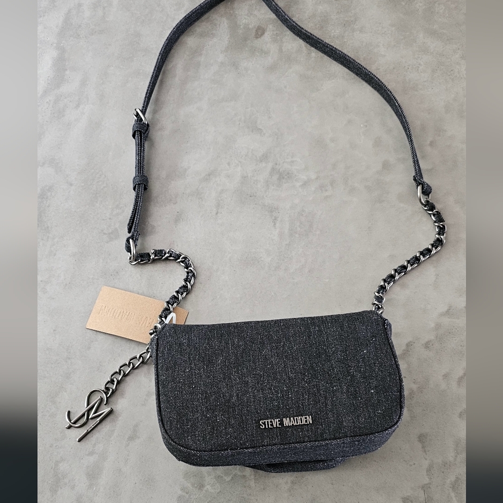Steve Madden BNWT Black Denim Purse - Picture 1 of 8